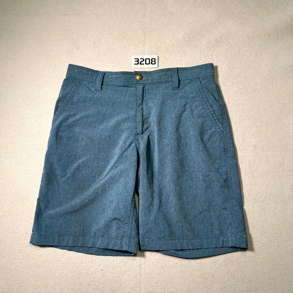 G.H. Bass & Co Explorer Shorts Mens 32 Heathered Blue Stretch Flat Front Hiking‎